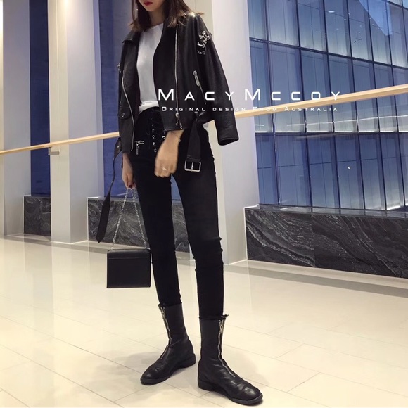 Black Leather biker jacket from Macy Mccoy - Picture 1 of 3